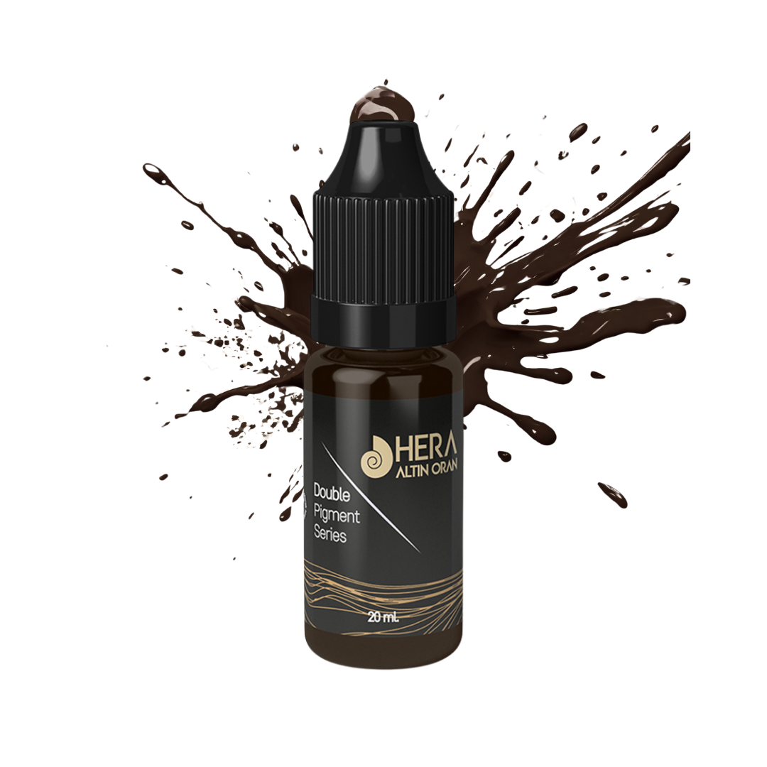 Hera Altın Oran Kalıcı Makyaj ve Microblading Boyası (Turkish Coffee Double,Siyah Kahve 20ML)
